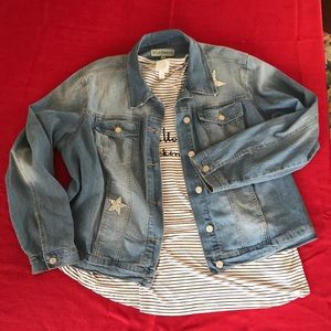 Vintage look embellished jean jacket 3x